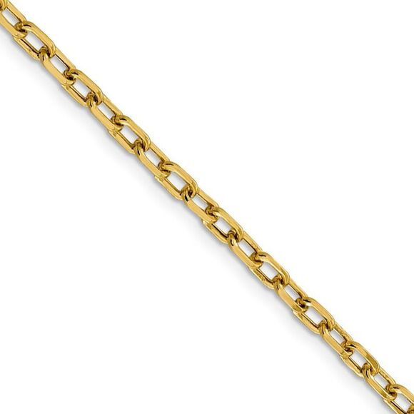 3.75mm 14k Yellow Gold Hollow Open D/C Cable Chain Necklace 18 Inch